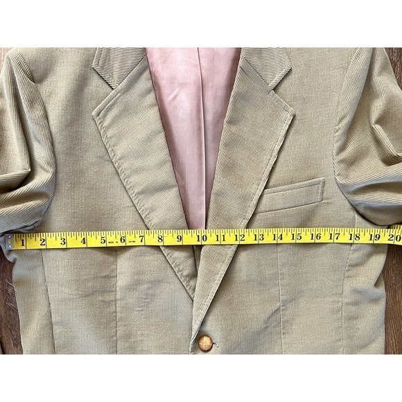 VINTAGE CORDUROY Mens Khaki Two Button Sport Coat Suit Jacket/Blazer,36 - Picture 3 of 15